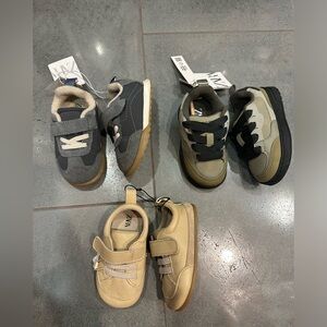 Zara New 22 6.5c Shoes Bundle, Beige Blue Green Black, Toddler Velcro